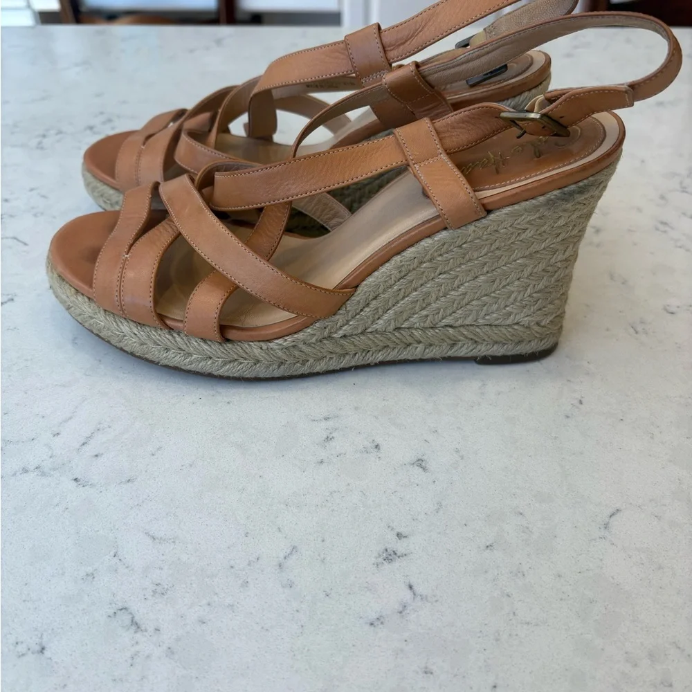Cole Haan Tan Leather Wedge Sandals, sz 8.5